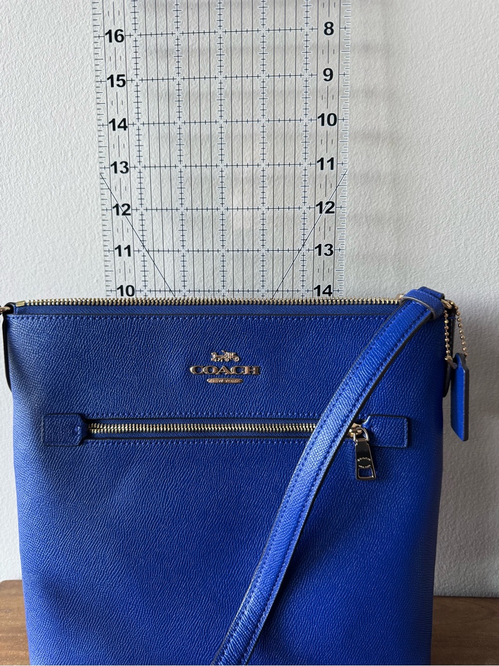 COACH Rowan large file bag blue Leather Crossbody Bag - Picture 9 of 10